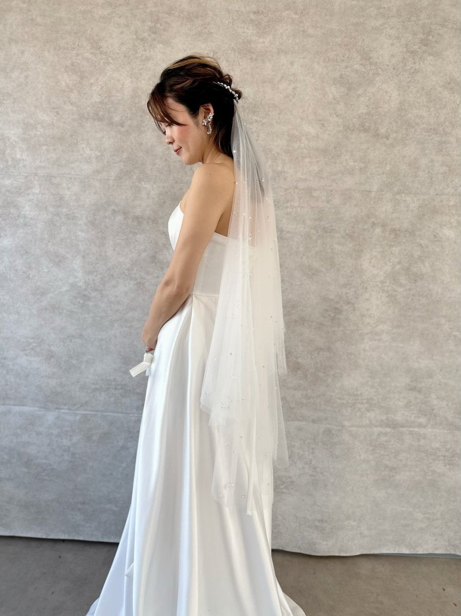 パールウェディングベール100cm 結婚式 ミディアム - おしゃれ花嫁様ブライダルアクセサリーの通販bijou holic千葉店舗パールウェディングベール100cm 結婚式 ミディアム