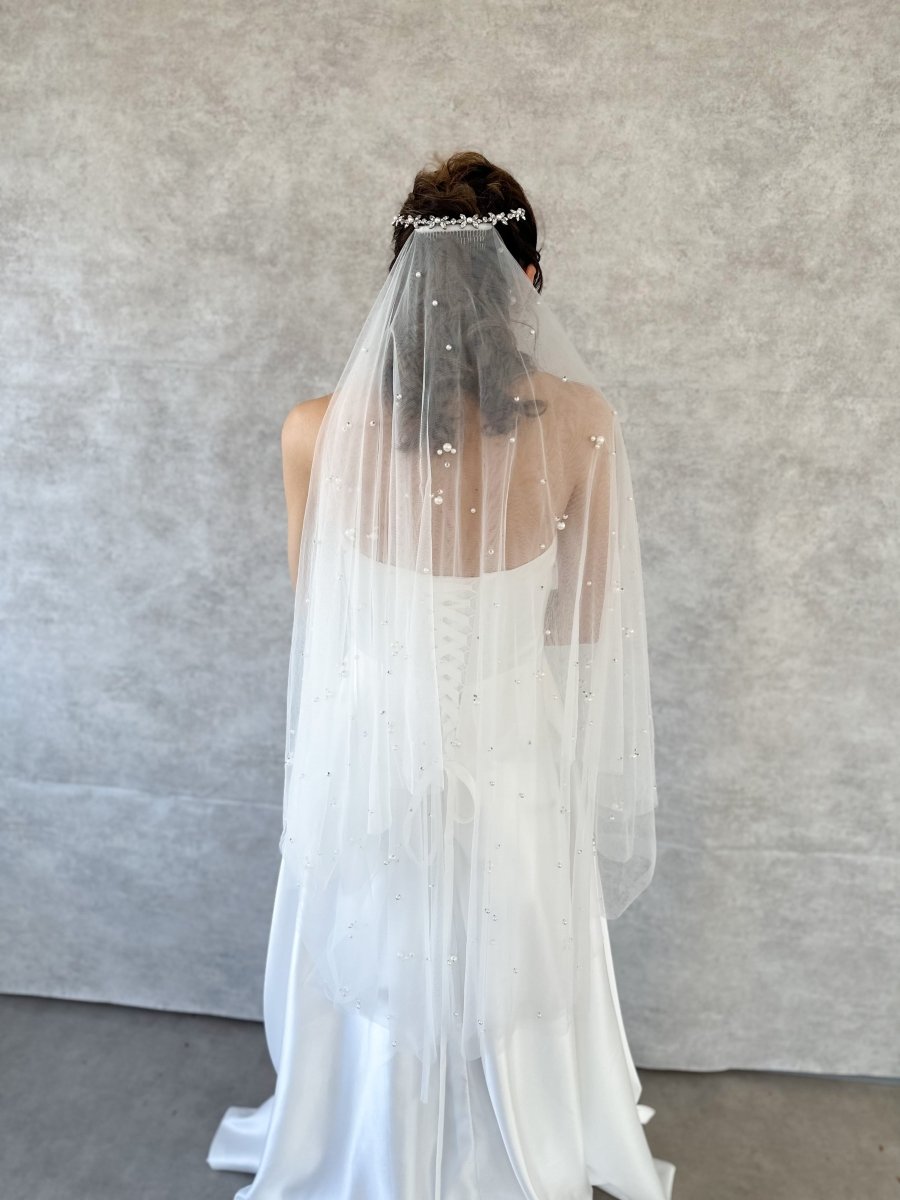 パールウェディングベール100cm 結婚式 ミディアム - おしゃれ花嫁様ブライダルアクセサリーの通販bijou holic千葉店舗パールウェディングベール100cm 結婚式 ミディアム