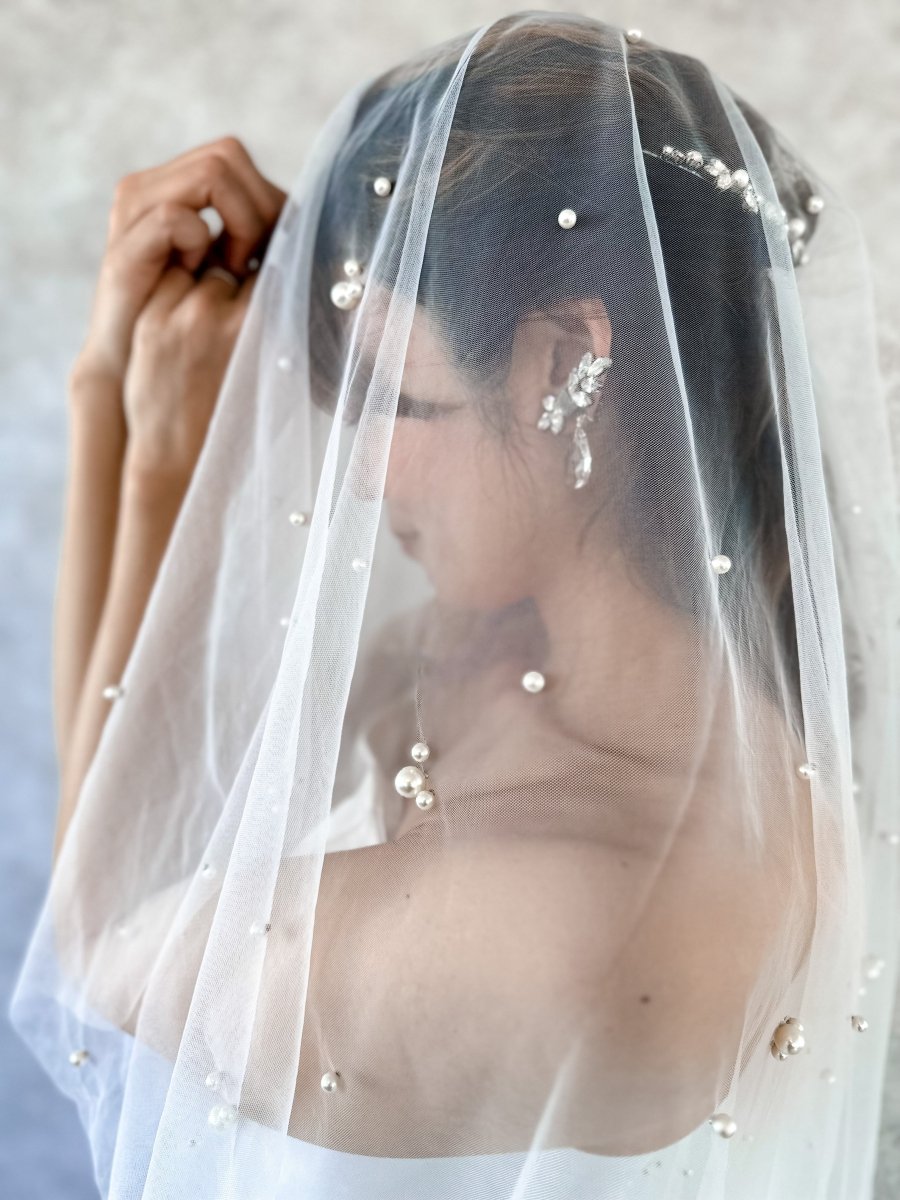 パールウェディングベール100cm 結婚式 ミディアム - おしゃれ花嫁様ブライダルアクセサリーの通販bijou holic千葉店舗パールウェディングベール100cm 結婚式 ミディアム