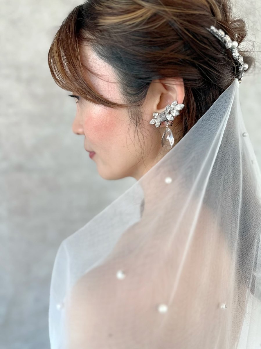 パールウェディングベール100cm 結婚式 ミディアム - おしゃれ花嫁様ブライダルアクセサリーの通販bijou holic千葉店舗パールウェディングベール100cm 結婚式 ミディアム