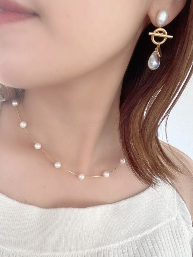 14kgf ステーション淡水パールネックレス 結婚式 - おしゃれ花嫁様ブライダルアクセサリーの通販bijou holic千葉店舗14kgf ステーション淡水パールネックレス 結婚式
