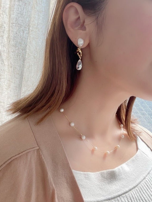 14kgf ステーション淡水パールネックレス 結婚式 - おしゃれ花嫁様ブライダルアクセサリーの通販bijou holic千葉店舗14kgf ステーション淡水パールネックレス 結婚式