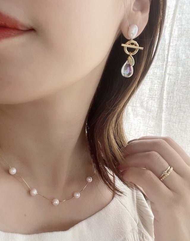 14kgf ステーション淡水パールネックレス 結婚式 - おしゃれ花嫁様ブライダルアクセサリーの通販bijou holic千葉店舗14kgf ステーション淡水パールネックレス 結婚式