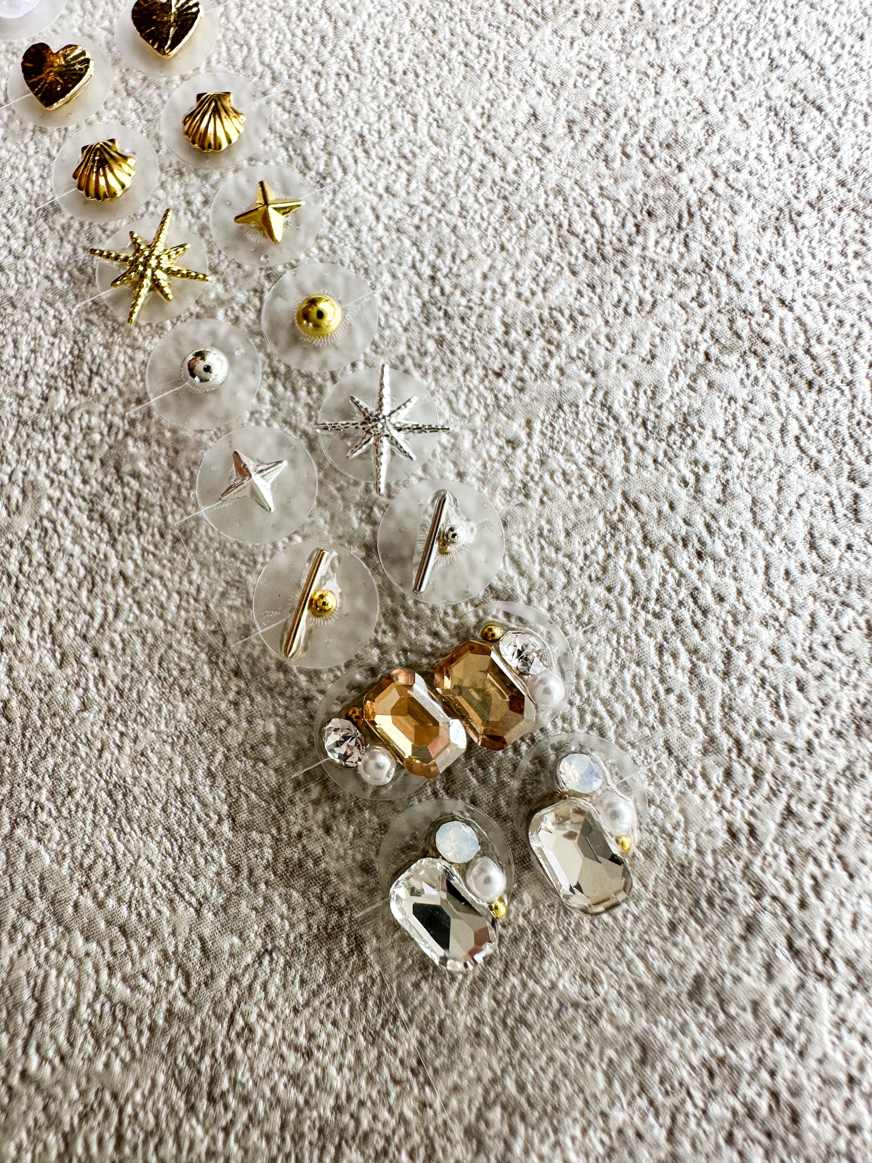 耳つぼジュエリーシール ビジュー パール キラキラ ハート 金属アレルギー対応 No.7