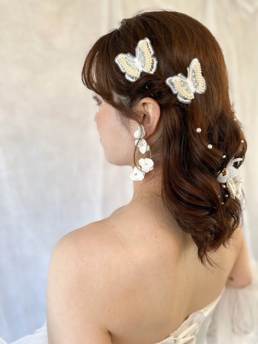 蝶々レースピン 3本セット バタフライアクセサリー - おしゃれ花嫁様ブライダルアクセサリーの通販bijou holic千葉店舗蝶々レースピン 3本セット バタフライアクセサリー