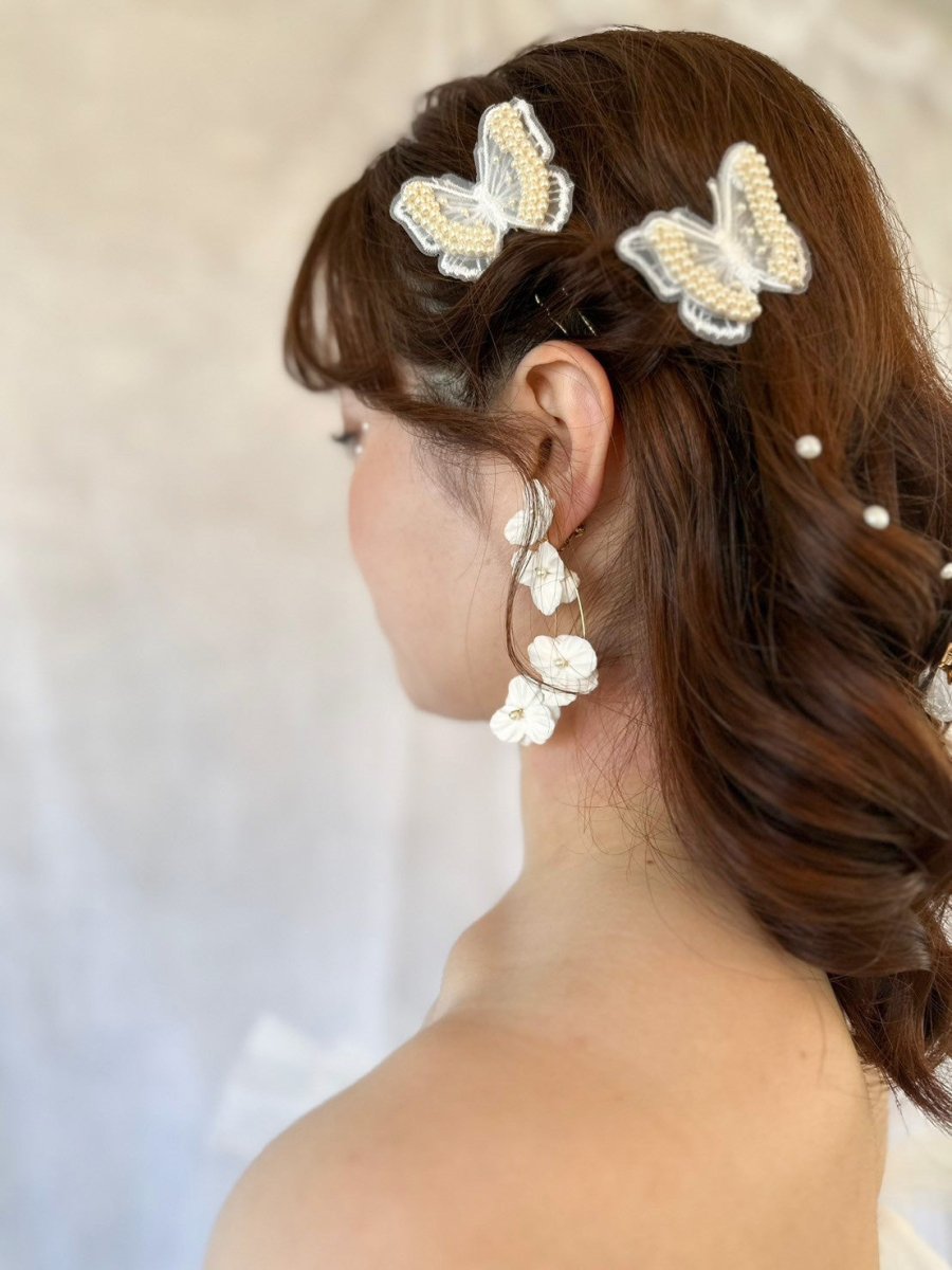 蝶々レースピン 3本セット バタフライアクセサリー - おしゃれ花嫁様ブライダルアクセサリーの通販bijou holic千葉店舗蝶々レースピン 3本セット バタフライアクセサリー