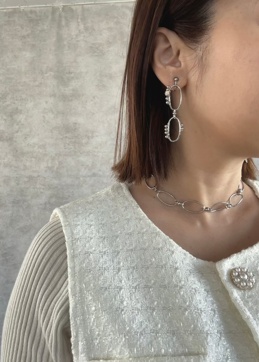 オーバルチェーンネックレス ステンレスアクセサリー シンプル - おしゃれ花嫁様ブライダルアクセサリーの通販bijou holic千葉店舗オーバルチェーンネックレス ステンレスアクセサリー シンプル