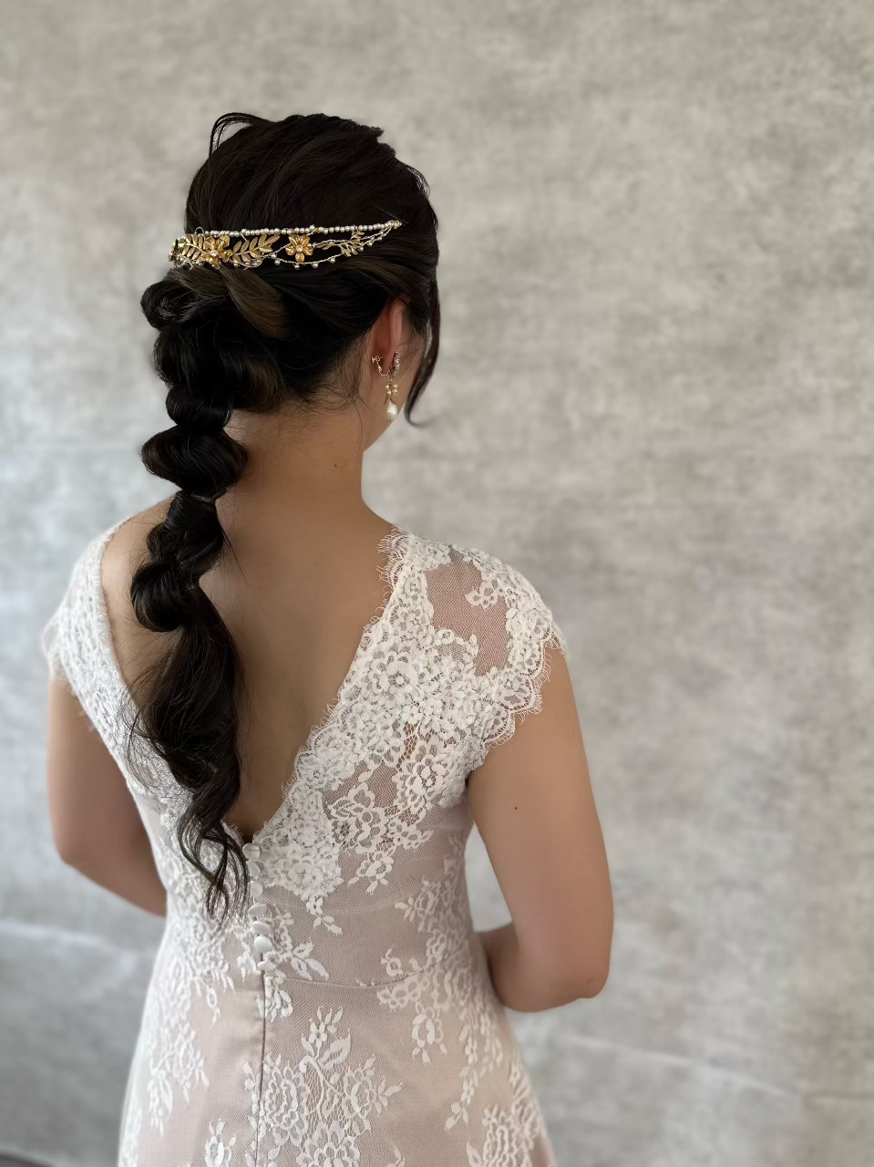 パールスカラップティアラ バックカチューシャ 花嫁 オシャレ花嫁様金属アレルギー対応ブライダルアクセサリーbijou holic