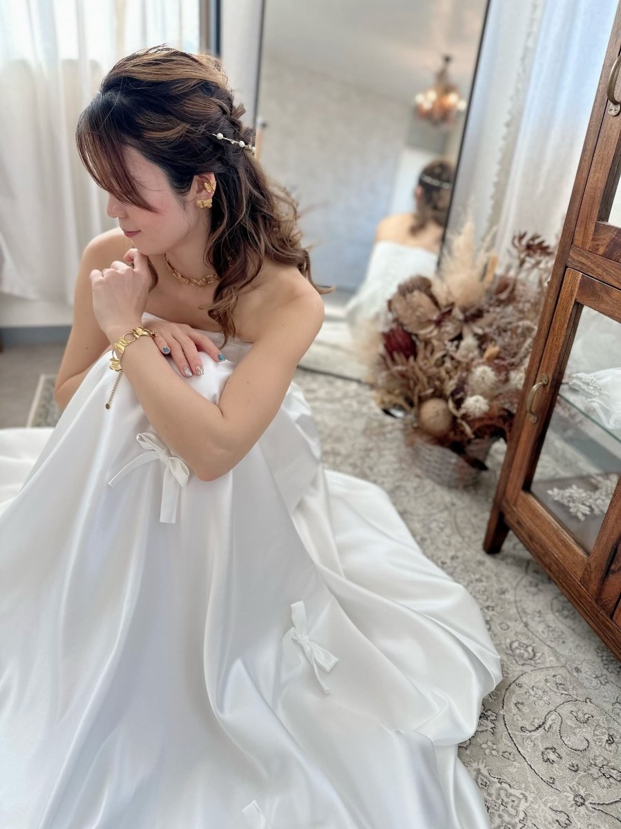 リボンウェディングドレス 結婚式 前撮り 二次会(購入) - おしゃれ花嫁様ブライダルアクセサリーの通販bijou holic千葉店舗リボンウェディングドレス 結婚式 前撮り 二次会(購入)