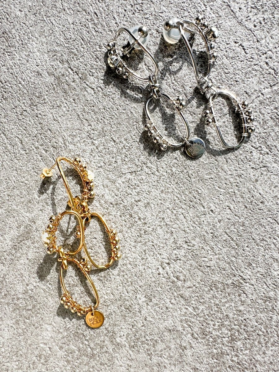 オーバルチェーンピアス&イヤリング ステンレス 大人アクセサリー - おしゃれ花嫁様ブライダルアクセサリーの通販bijou holic千葉店舗オーバルチェーンピアス&イヤリング ステンレス 大人アクセサリー