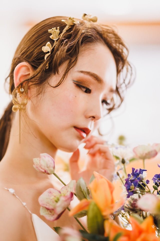 バタフライピアス、イヤリング×フルールヘッドドレス - おしゃれ花嫁様ブライダルアクセサリーの通販bijou holic千葉店舗バタフライピアス、イヤリング×フルールヘッドドレス