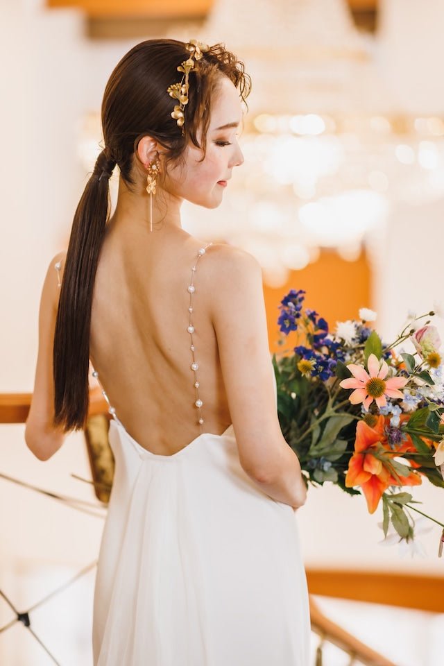 バタフライピアス、イヤリング×フルールヘッドドレス - おしゃれ花嫁様ブライダルアクセサリーの通販bijou holic千葉店舗バタフライピアス、イヤリング×フルールヘッドドレス