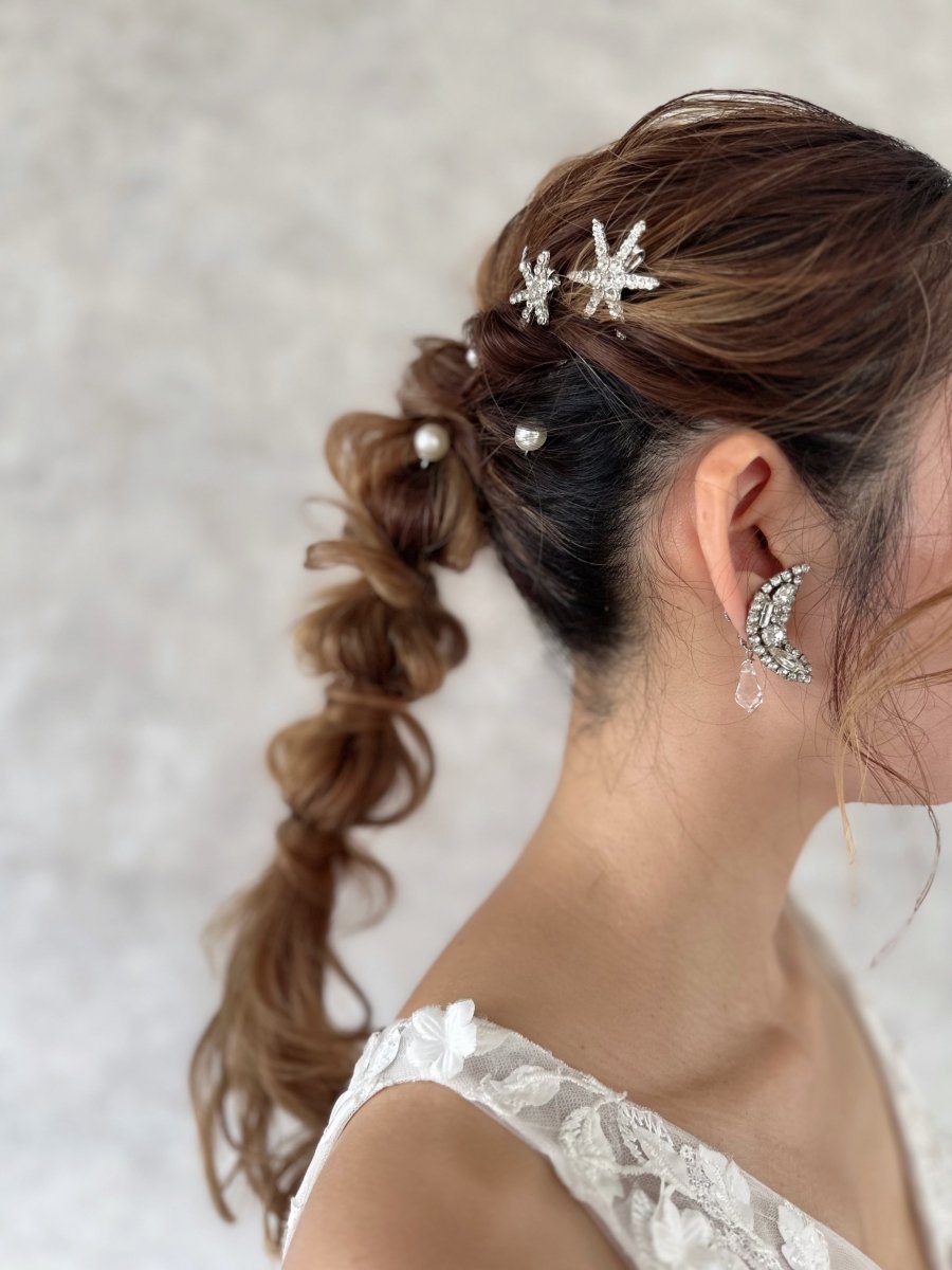 月と星のピアス&イヤリング ムーンスターブライダルアクセサリー - おしゃれ花嫁様ブライダルアクセサリーの通販bijou holic千葉店舗月と星のピアス&イヤリング ムーンスターブライダルアクセサリー