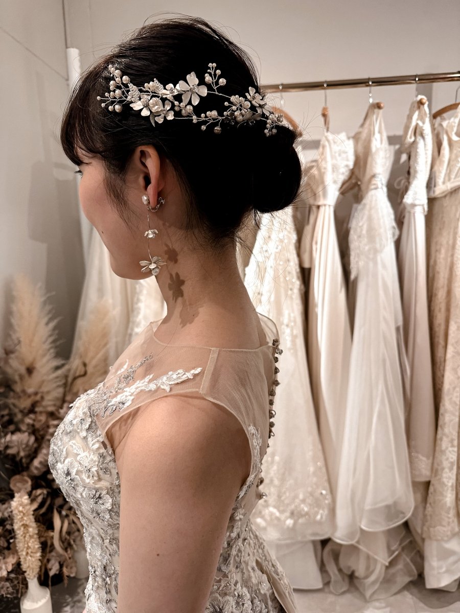 フラワー小枝ヘッドアクセサリー 花嫁様 成人式 卒業式にも - おしゃれ花嫁様ブライダルアクセサリーの通販bijou holic千葉店舗フラワー小枝ヘッドアクセサリー 花嫁様 成人式 卒業式にも