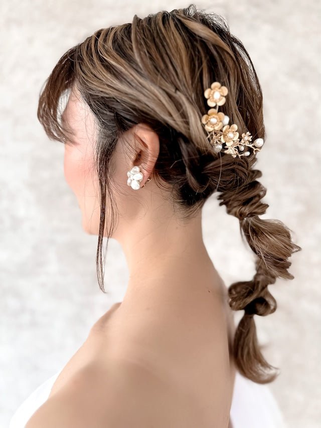 小花真鍮フラワーヘッドアクセサリー 和装髪飾り - おしゃれ花嫁様ブライダルアクセサリーの通販bijou holic千葉店舗小花真鍮フラワーヘッドアクセサリー 和装髪飾り