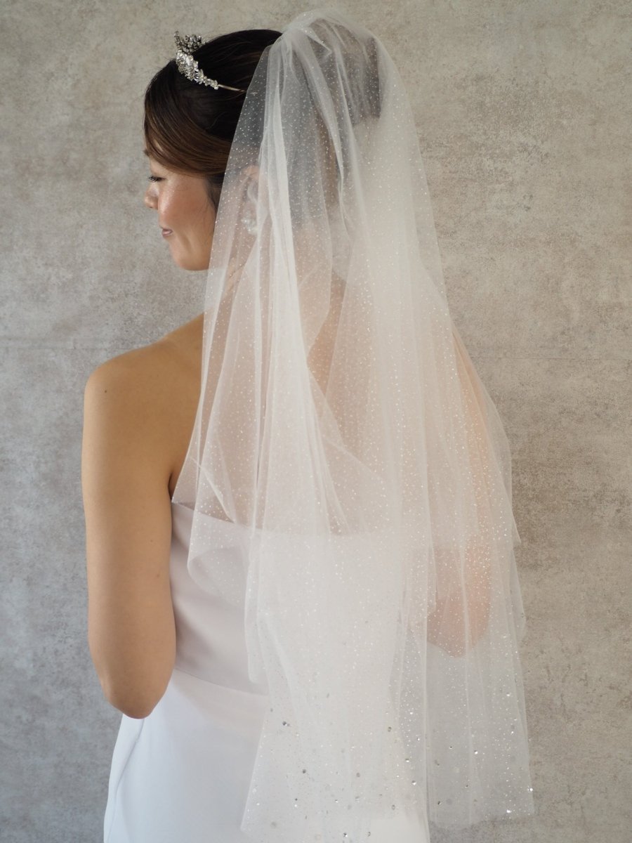 グリッタービジューウェディングベール 結婚式 ショート - おしゃれ花嫁様ブライダルアクセサリーの通販bijou holic千葉店舗グリッタービジューウェディングベール 結婚式 ショート