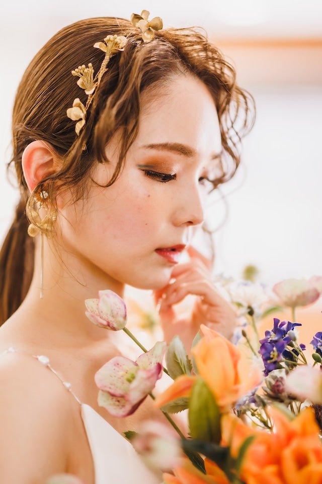 バタフライピアス、イヤリング×フルールヘッドドレス - おしゃれ花嫁様ブライダルアクセサリーの通販bijou holic千葉店舗バタフライピアス、イヤリング×フルールヘッドドレス