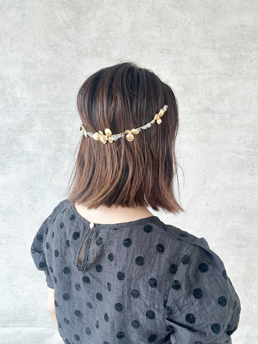 フラワー水晶ヘッドドレス カチューシャ - おしゃれ花嫁様ブライダルアクセサリーの通販bijou holic千葉店舗フラワー水晶ヘッドドレス カチューシャ