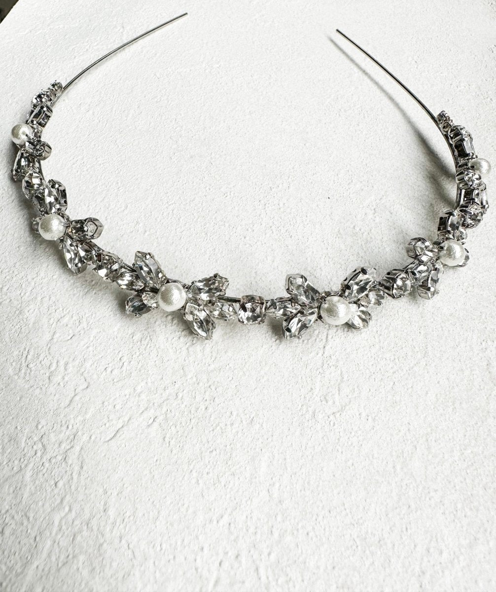 ノーブルスワロフスキーヘッドドレス【レンタルヘッドドレス】 - おしゃれ花嫁様ブライダルアクセサリーの通販bijou holic千葉店舗ノーブルスワロフスキーヘッドドレス【レンタルヘッドドレス】