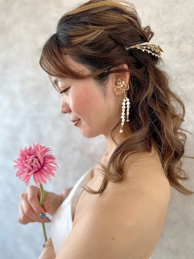 パールスカラップティアラ バックカチューシャ 花嫁 - おしゃれ花嫁様ブライダルアクセサリーの通販bijou holic千葉店舗パールスカラップティアラ バックカチューシャ 花嫁