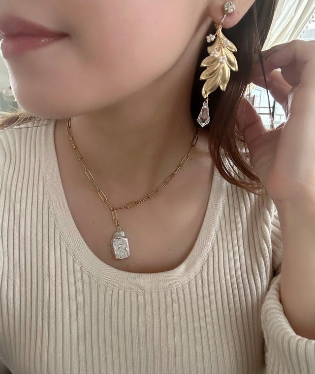 リーフドロップピアス&イヤリング オシャレ花嫁様 - おしゃれ花嫁様ブライダルアクセサリーの通販bijou holic千葉店舗リーフドロップピアス&イヤリング オシャレ花嫁様