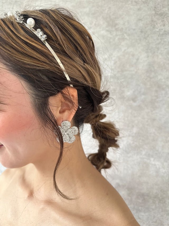 カメリアビジューピアス&イヤリング ブライダル - おしゃれ花嫁様ブライダルアクセサリーの通販bijou holic千葉店舗カメリアビジューピアス&イヤリング ブライダル