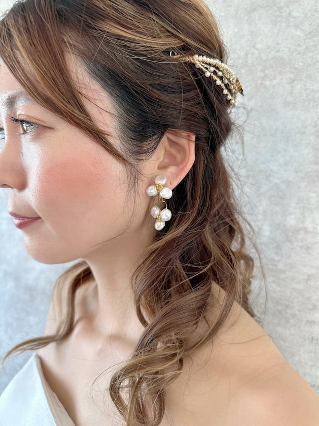 パールスカラップティアラ バックカチューシャ 花嫁 - おしゃれ花嫁様ブライダルアクセサリーの通販bijou holic千葉店舗パールスカラップティアラ バックカチューシャ 花嫁