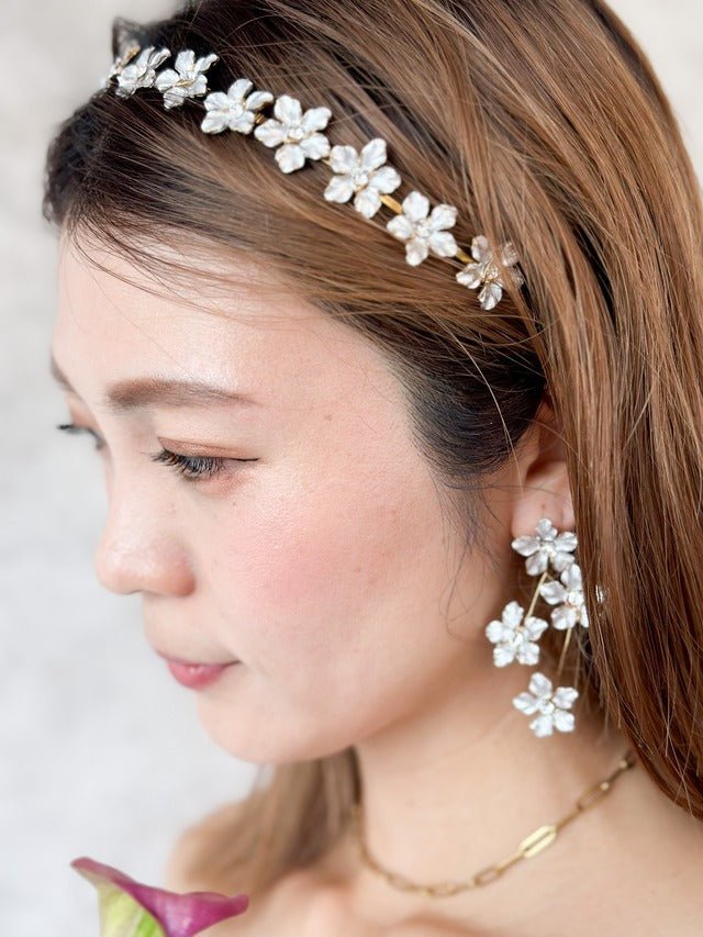 エレガンスフラワーピアス&イヤリング ブライダル - おしゃれ花嫁様ブライダルアクセサリーの通販bijou holic千葉店舗エレガンスフラワーピアス&イヤリング ブライダル