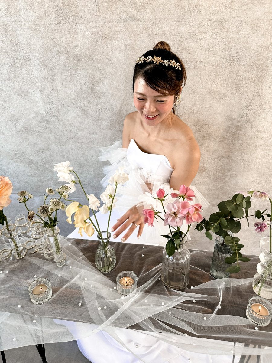 アンティークパールリーフヘッドアクセサリー ウェディングヘッドドレス - おしゃれ花嫁様ブライダルアクセサリーの通販bijou holic千葉店舗アンティークパールリーフヘッドアクセサリー ウェディングヘッドドレス