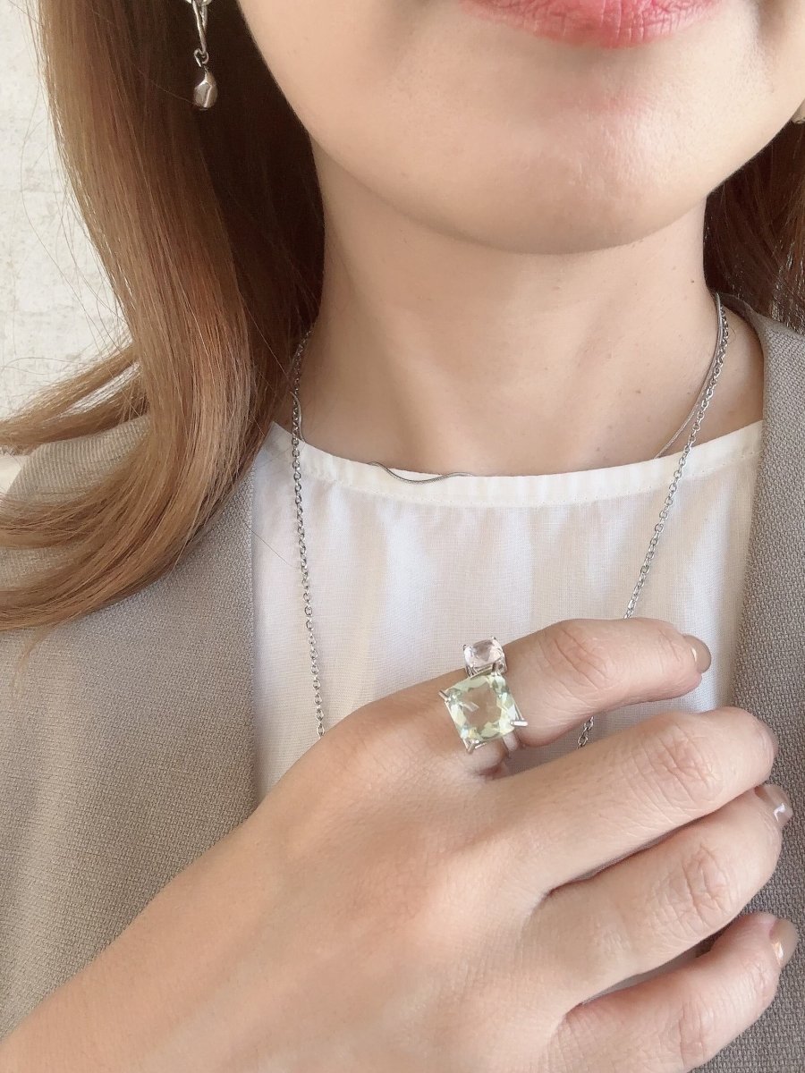 スクエア天然石リング silver925 大人アクセサリー - おしゃれ花嫁様ブライダルアクセサリーの通販bijou holic千葉店舗スクエア天然石リング silver925 大人アクセサリー