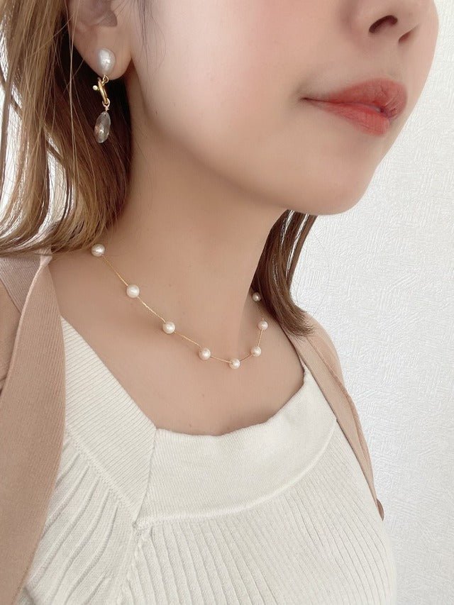 14kgf ステーション淡水パールネックレス 結婚式 - おしゃれ花嫁様ブライダルアクセサリーの通販bijou holic千葉店舗14kgf ステーション淡水パールネックレス 結婚式