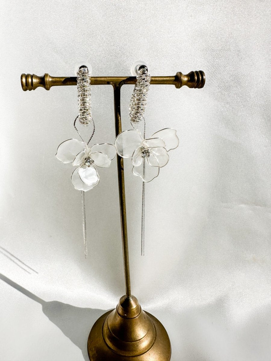 クリアアメリカンフラワーピアス＆イヤリング　2wayフープ - おしゃれ花嫁様ブライダルアクセサリーの通販bijou holic千葉店舗クリアアメリカンフラワーピアス＆イヤリング　2wayフープ