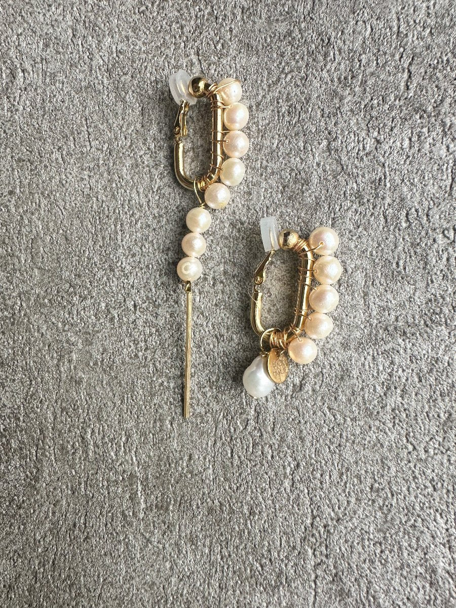 淡水パールアシメトリースティックピアス＆イヤリング　ブライダルアクセサリー　３way - おしゃれ花嫁様ブライダルアクセサリーの通販bijou holic千葉店舗淡水パールアシメトリースティックピアス＆イヤリング　ブライダルアクセサリー　３way