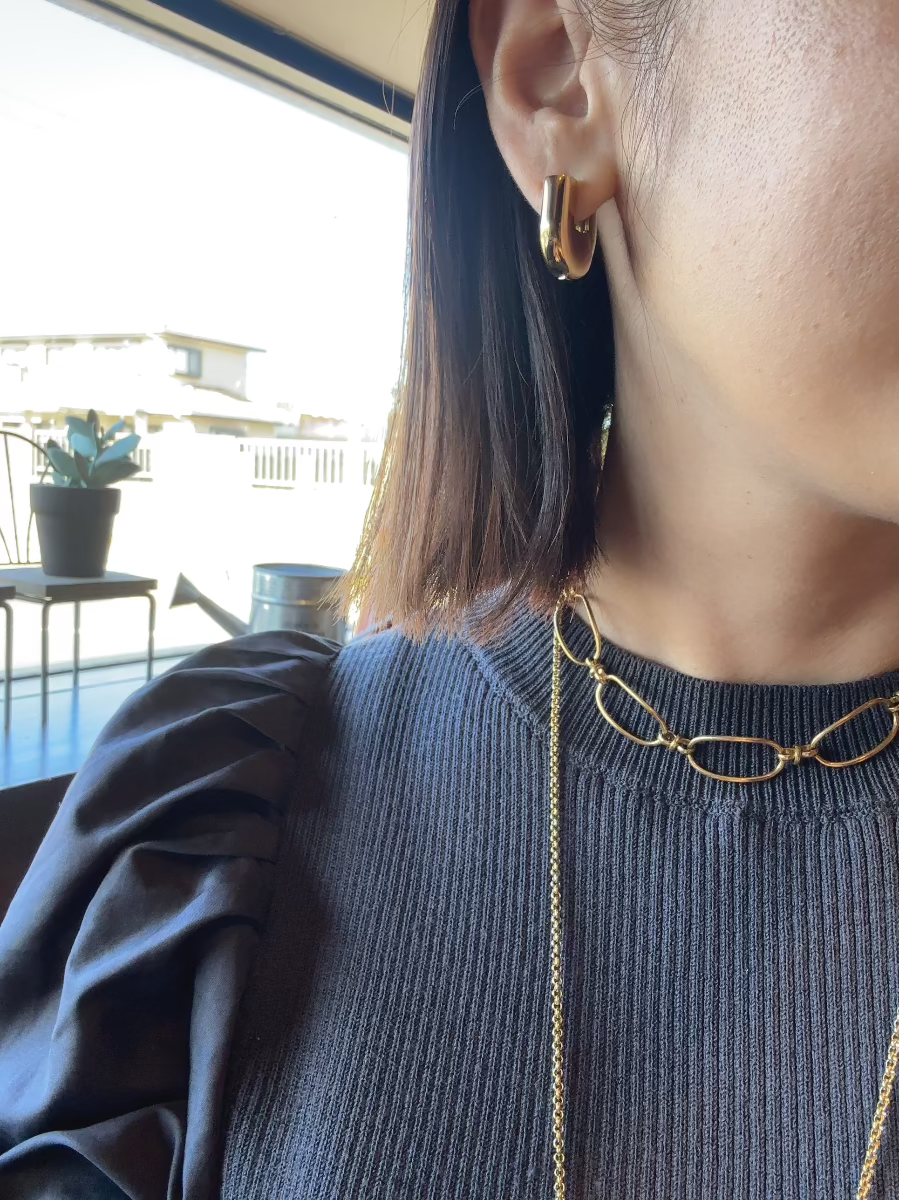 ボリュームフープピアス　ステンレス　大人アクセサリー - おしゃれ花嫁様ブライダルアクセサリーの通販bijou holic千葉店舗ボリュームフープピアス　ステンレス　大人アクセサリー