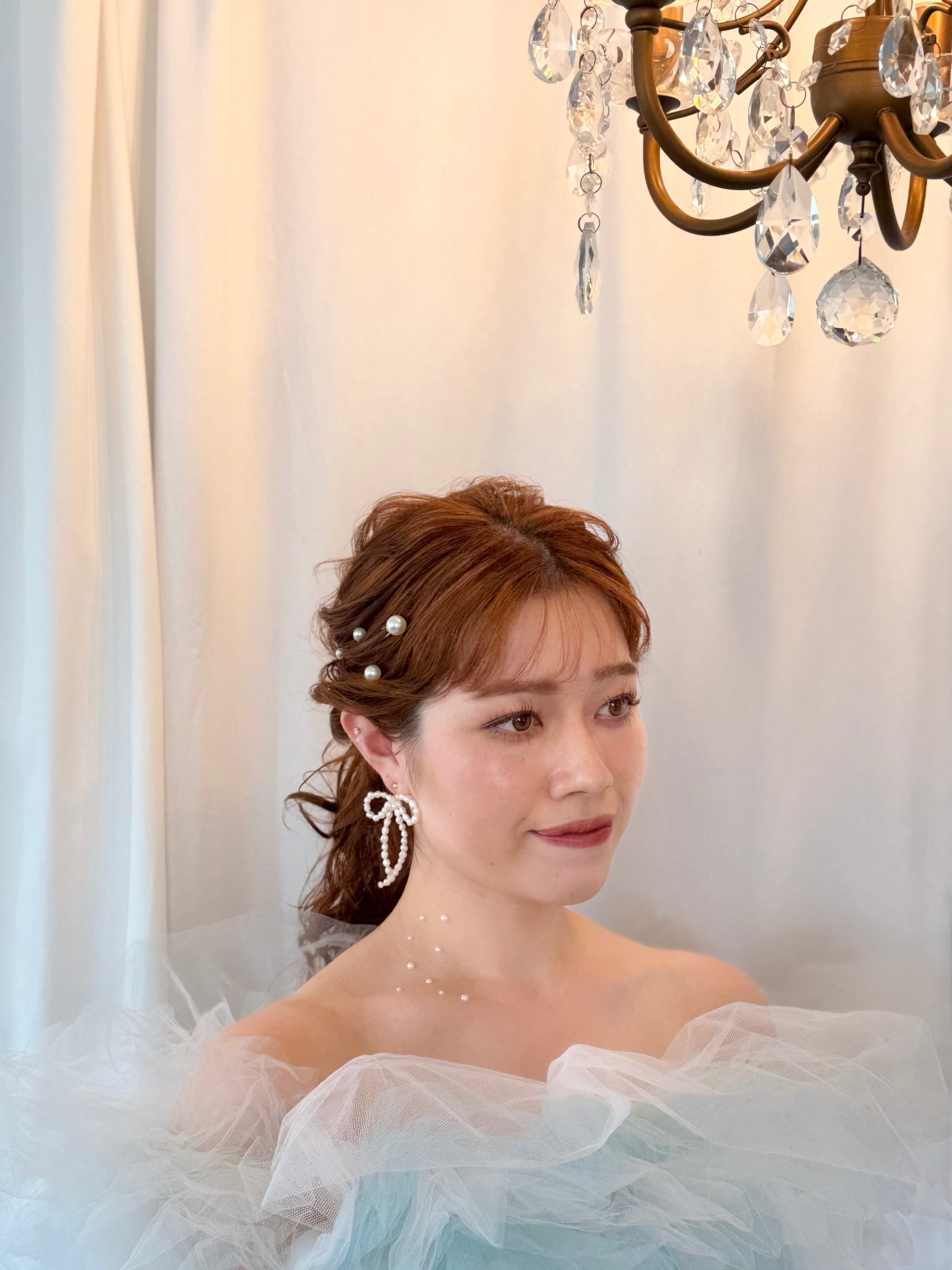 パールリボンピアス&イヤリング　淡水パール　結婚式　お呼ばれ