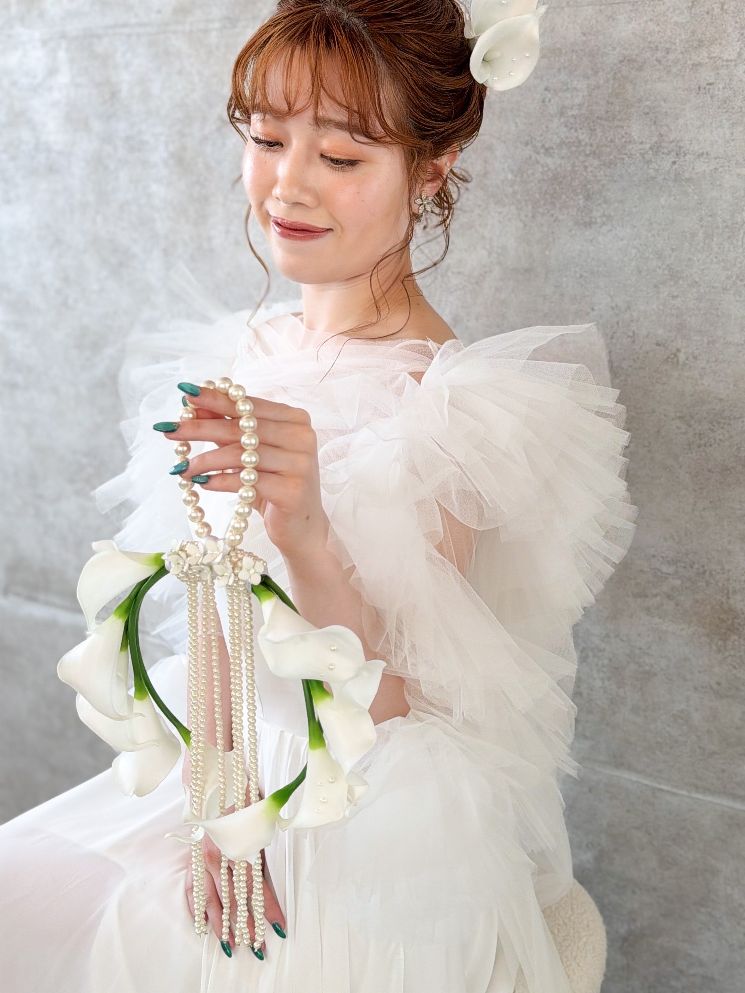 カラーパールリングフラワーブーケ　結婚式　
