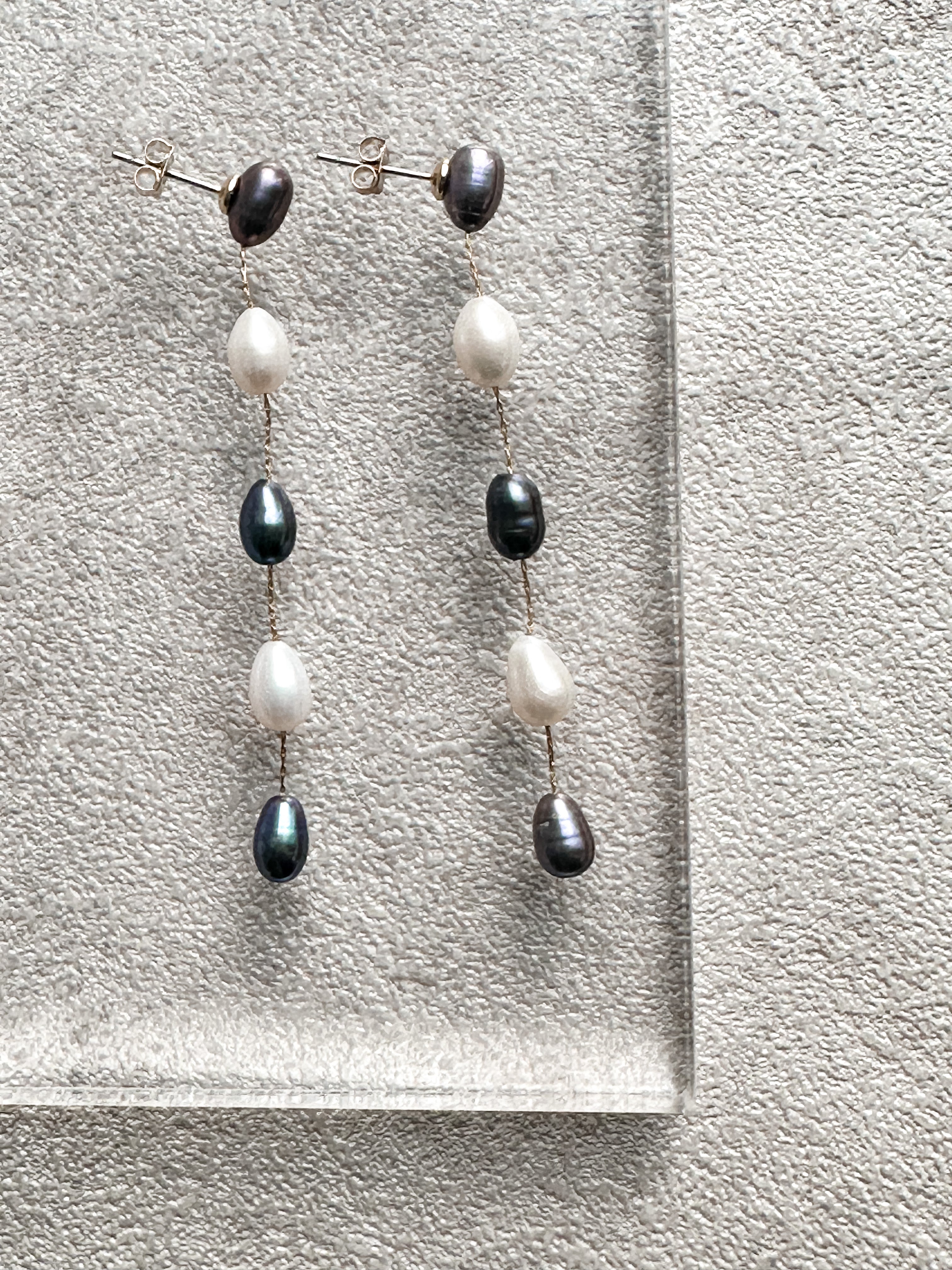 No.1133 コットンパールの4way ロングピアス　チェーンピアス No.1133 コットンパールの4way ロングピアス チェーンピアス