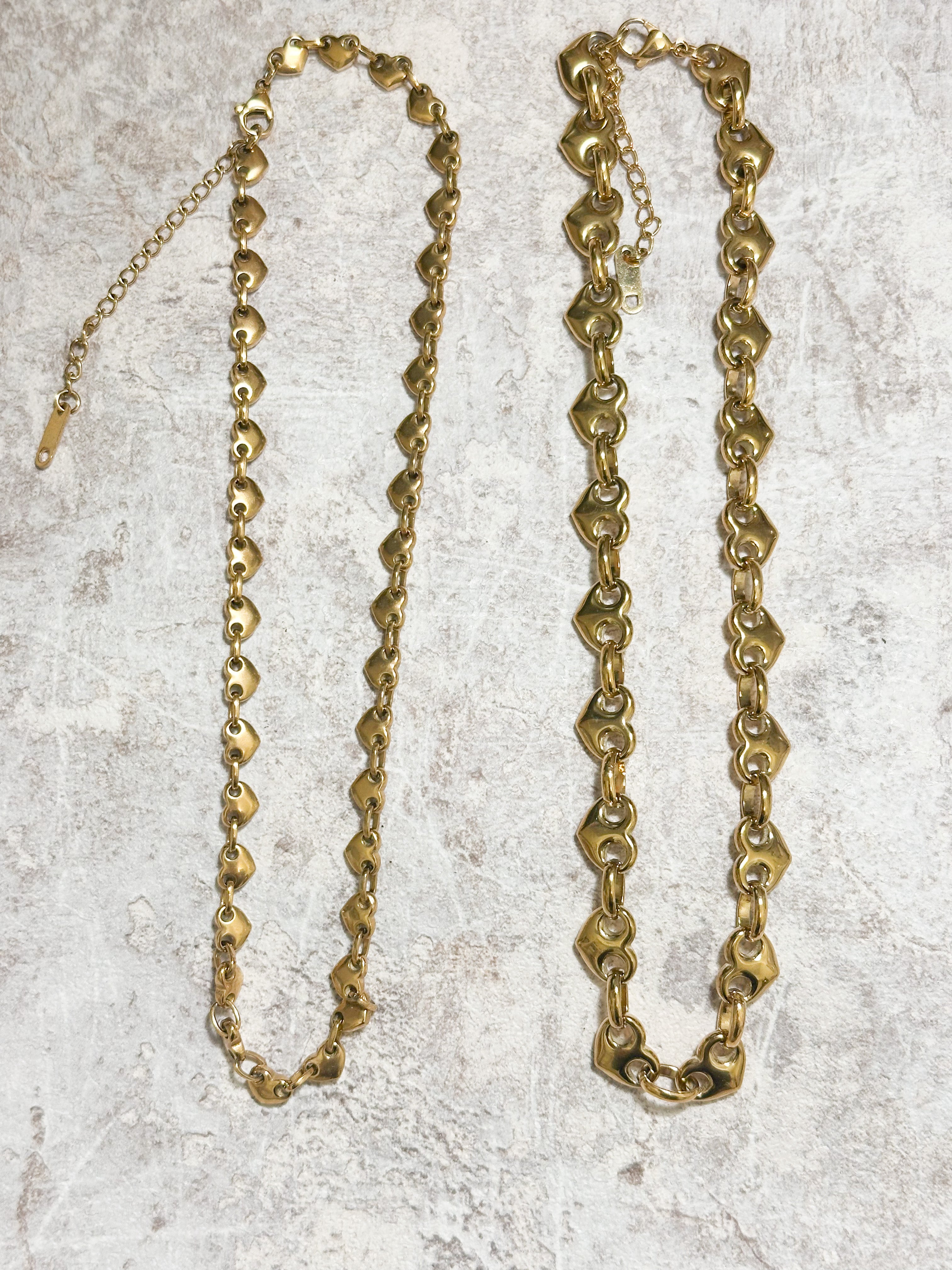 ステンレスハートチェーンネックレス/大人アクセサリー