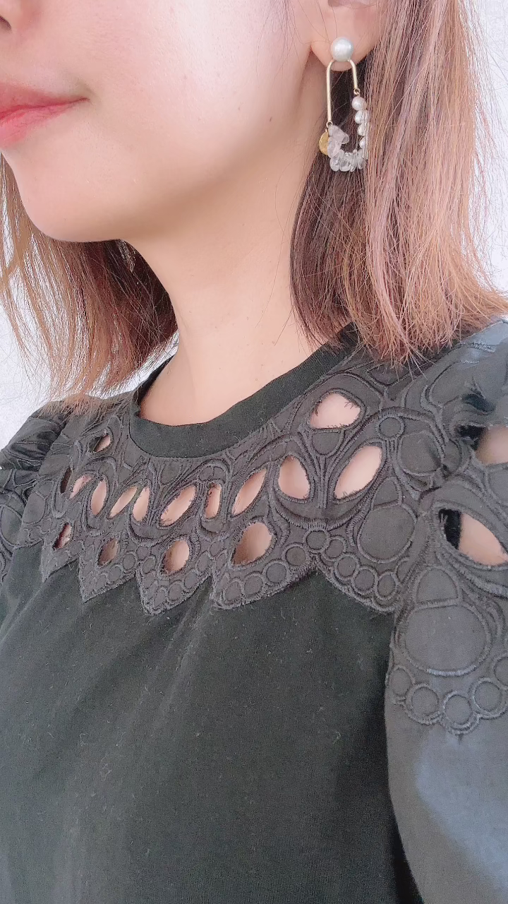 淡水パール×水晶サザレ２wayピアス＆イヤリング オシャレ花嫁様金属アレルギー対応ブライダルアクセサリーbijou holic