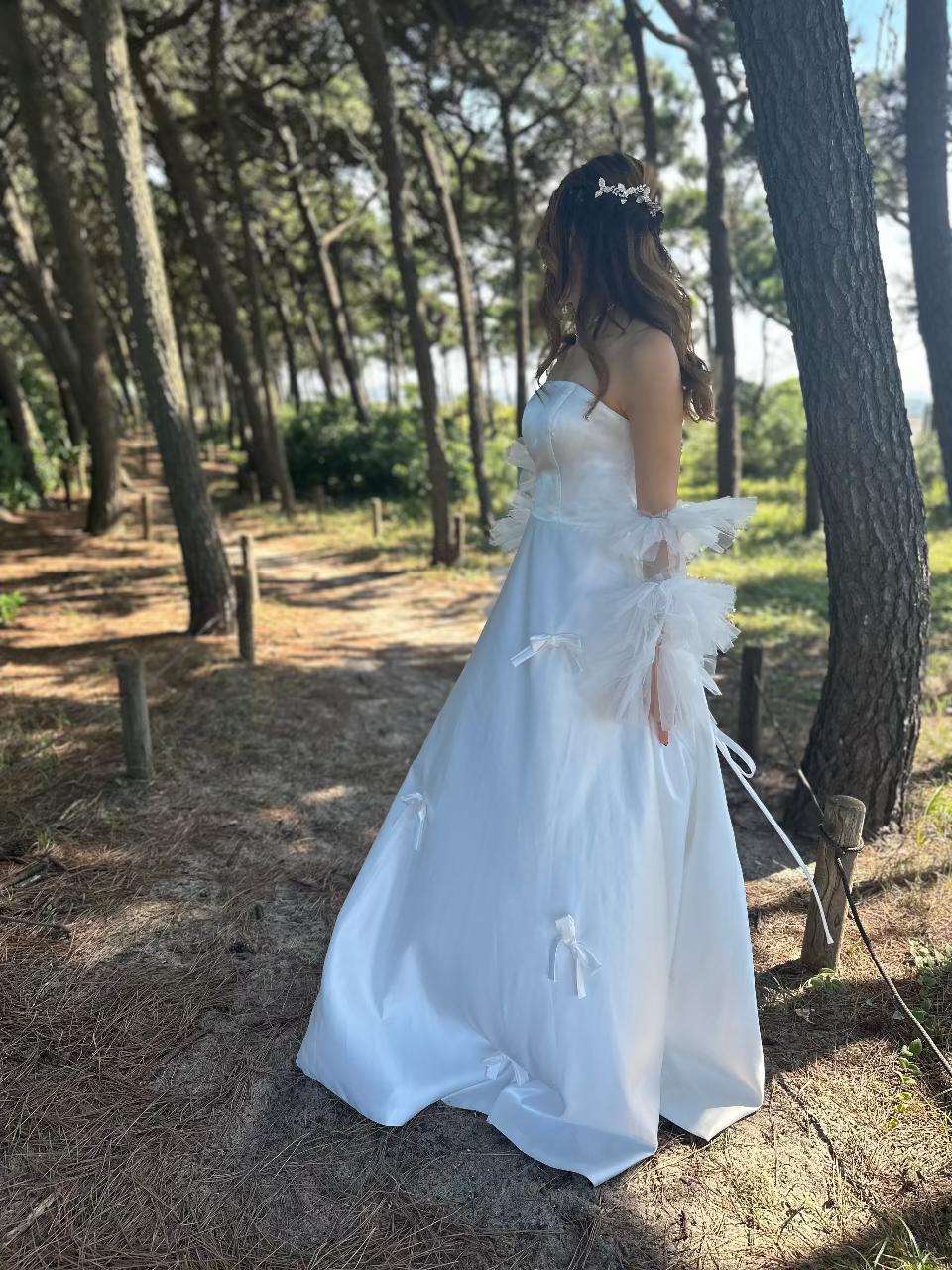 結婚式 前撮り 二次会 パーティー ドレス リボン ウェディング フォト リボンウェディングドレス 結婚式 前撮り 二次会(購入