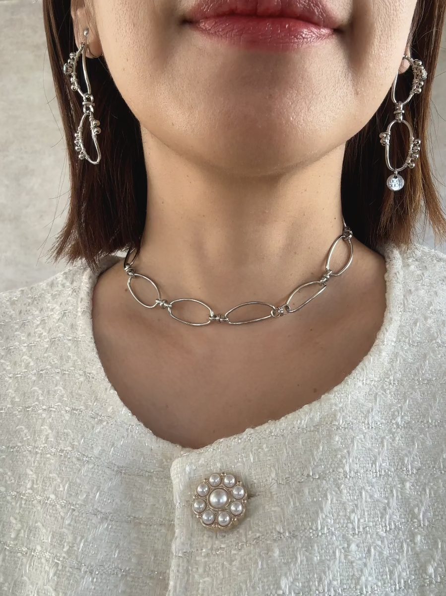 オーバルチェーンピアス＆イヤリング　ステンレス　大人アクセサリー - おしゃれ花嫁様ブライダルアクセサリーの通販bijou holic千葉店舗オーバルチェーンピアス＆イヤリング　ステンレス　大人アクセサリー