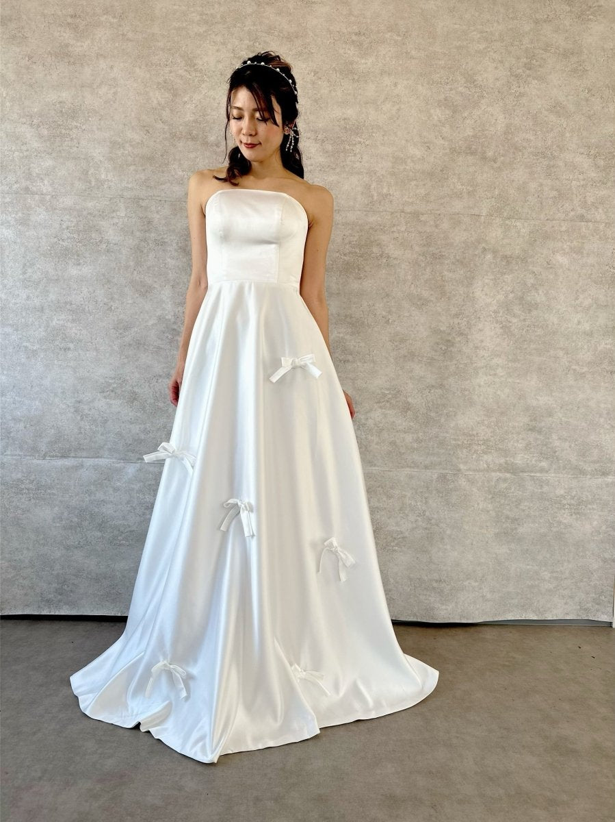 リボンウェディングドレス　結婚式　前撮り　二次会（購入） - おしゃれ花嫁様ブライダルアクセサリーの通販bijou holic千葉店舗リボンウェディングドレス　結婚式　前撮り　二次会（購入）