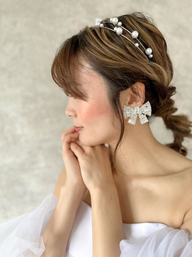 パールカチューシャ　ブライダルヘッドアクセサリー - おしゃれ花嫁様ブライダルアクセサリーの通販bijou holic千葉店舗パールカチューシャ　ブライダルヘッドアクセサリー