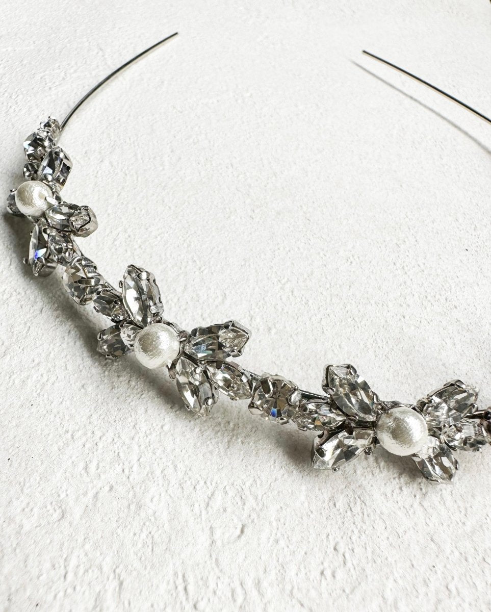 ノーブルスワロフスキーヘッドドレス【レンタルヘッドドレス】 - おしゃれ花嫁様ブライダルアクセサリーの通販bijou holic千葉店舗ノーブルスワロフスキーヘッドドレス【レンタルヘッドドレス】