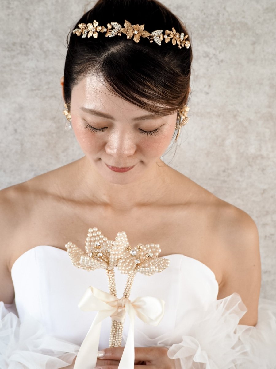 パールフラワーウェディングブーケ　花束　プレゼント　ギフト - おしゃれ花嫁様ブライダルアクセサリーの通販bijou holic千葉店舗パールフラワーウェディングブーケ　花束　プレゼント　ギフト