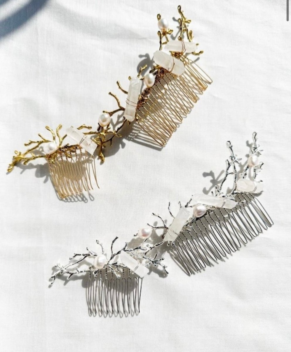 人気】水晶枝コーム ヘッドアクセサリー – おしゃれ花嫁様ブライダル