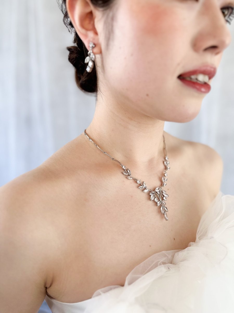 ジルコニアウェディングネックレスセット　挙式　結婚式アクセサリー - おしゃれ花嫁様ブライダルアクセサリーの通販bijou holic千葉店舗ジルコニアウェディングネックレスセット　挙式　結婚式アクセサリー