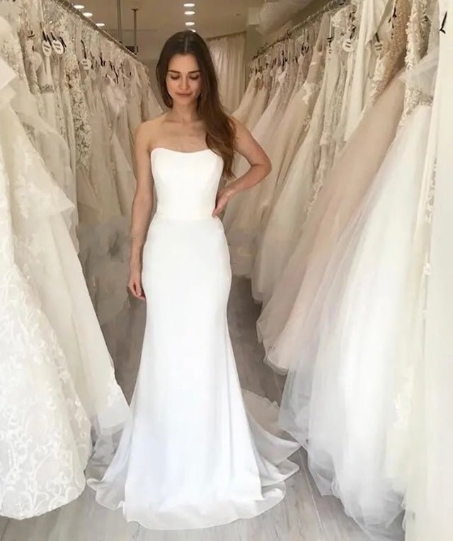 シンプルスレンダードレス　結婚式　前撮り　二次会購入 - おしゃれ花嫁様ブライダルアクセサリーの通販bijou holic千葉店舗シンプルスレンダードレス　結婚式　前撮り　二次会購入