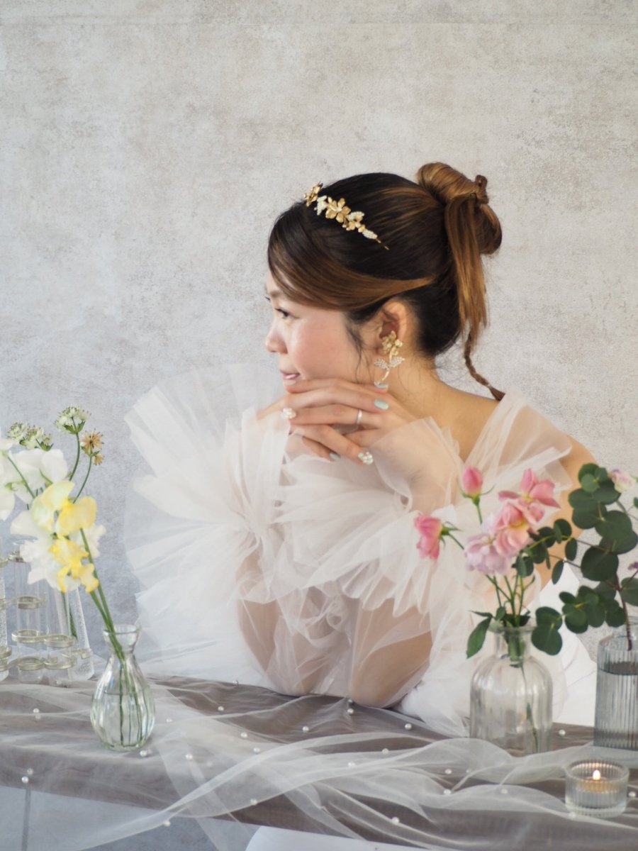 アンティークパールリーフピアス＆イヤリング　真鍮フラワー - おしゃれ花嫁様ブライダルアクセサリーの通販bijou holic千葉店舗アンティークパールリーフピアス＆イヤリング　真鍮フラワー