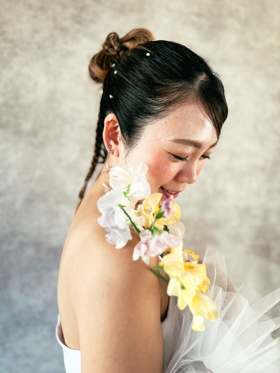 シルバーチェーンダブルフラワーピアス＆イヤリング　大ぶり　結婚式に - おしゃれ花嫁様ブライダルアクセサリーの通販bijou holic千葉店舗シルバーチェーンダブルフラワーピアス＆イヤリング　大ぶり　結婚式に